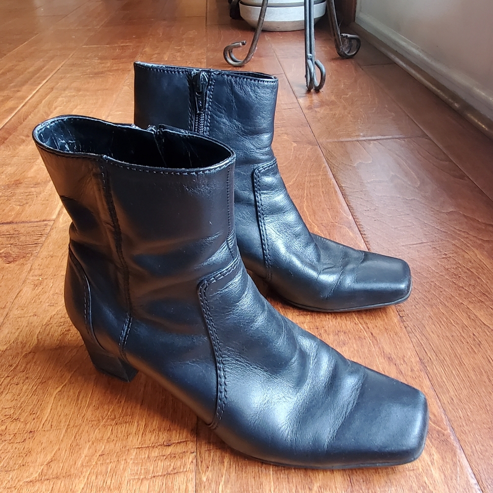 Black Leather Ankle Boots